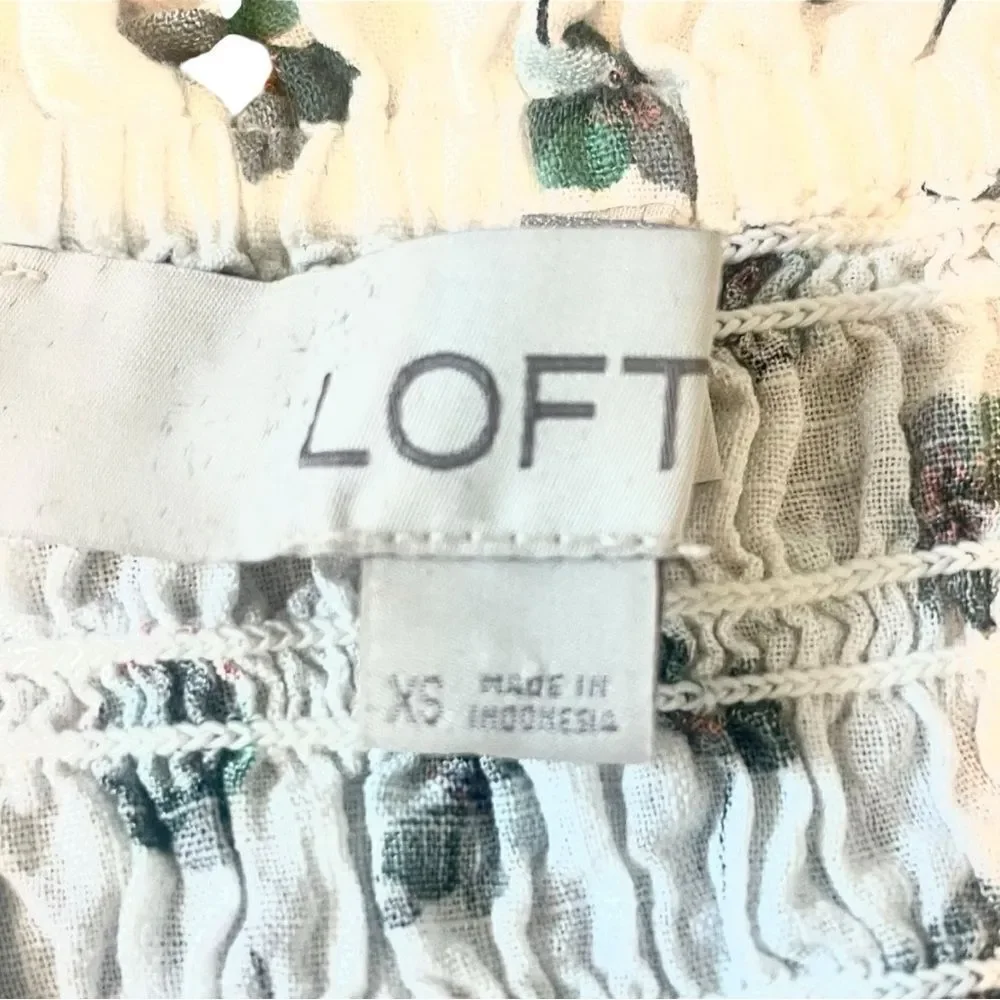 Loft Smocked Populm Top XS